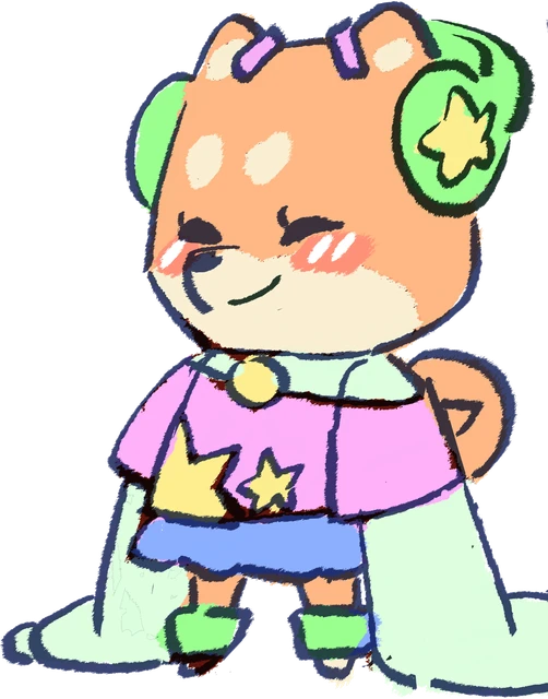 Shiba Shibuya, a Shiba Inu in star headphones and a pink star shirt